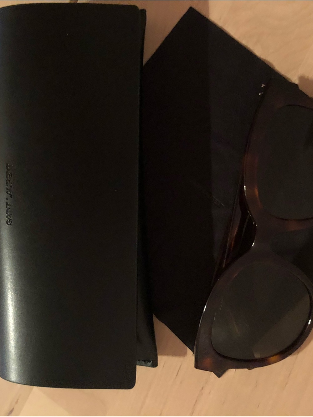 Saint Laurent Tortoiseshell Sunglasses with Green Lenses - Picture 6 of 7